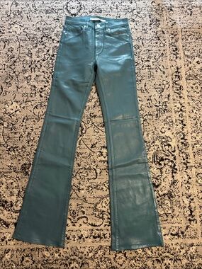 coated Teal bootcut Jeans
